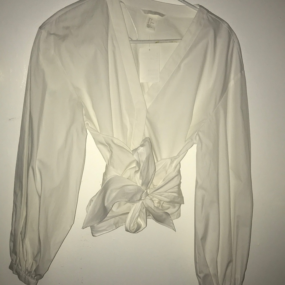White wrap around blouse